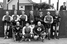 EARLY YEARS: Members of the Kelly Spruce Shamrocks (circa 1930) pose for a team photo. Back row, from left to right: Allan Todd; Harvey Hunter; Jack Wright; Danny Hopkins; Unknown and Ed Brown. Front row, from left to right, Gil Ingrahm; Dint Hunter and Alan Holmwood.